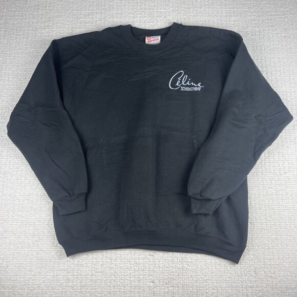 VTG 90' Celine Dion Tour Black Sweatshirt Men XL USA Made Embroidered (Read*) - Picture 1 of 16